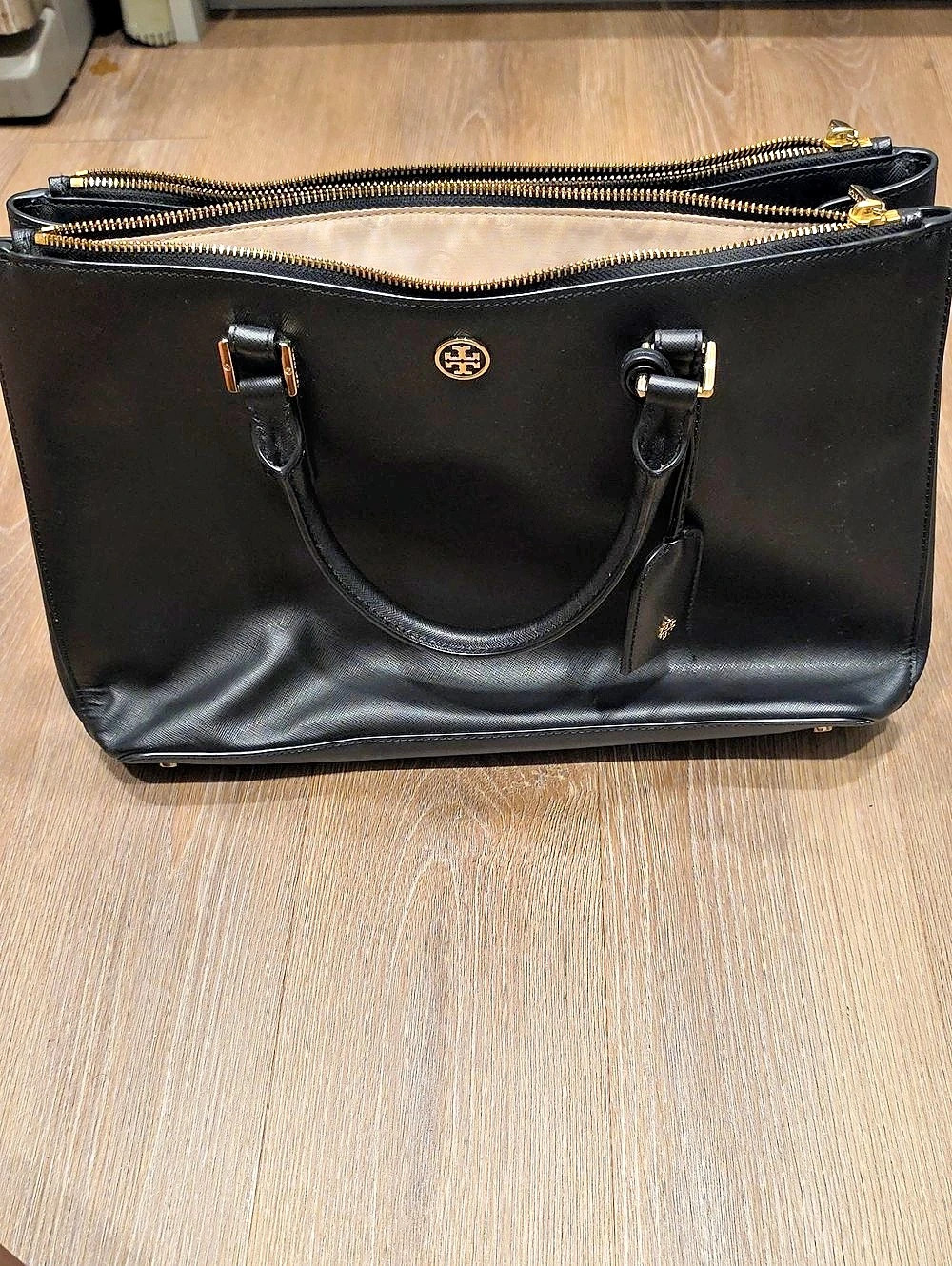 Tory Burch Robinson Double Zip Tote Black